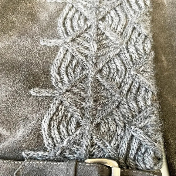 Napoleoni‎ Italy Gray Suede Knee High Boots Size EU 40 Sweater Detail Winter 9.5 - Picture 6 of 10